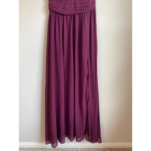 LuLus Heavenly Hues Burgundy Formal Chiffon Maxi Dress Medium Bridesmaid Prom - Picture 8 of 12